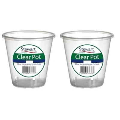 Image of 2 x Clear Orchid Pots Plastic Flower Plant Pot For Optimal Growth 13cm