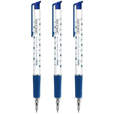 Image of Ballpoint Pens, Retractable Smudge Free Extra Fine Point 0.5 mm, Ideal for School, Office, Everyday Use (Blue, 3 Pens)