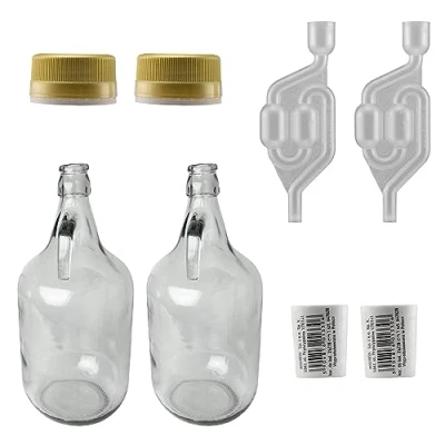 Image of Wine Making/Home Brewing 5l Glass demijohns with Screw caps,airlocks and bungs,Wine Storage/Fermentation (2)