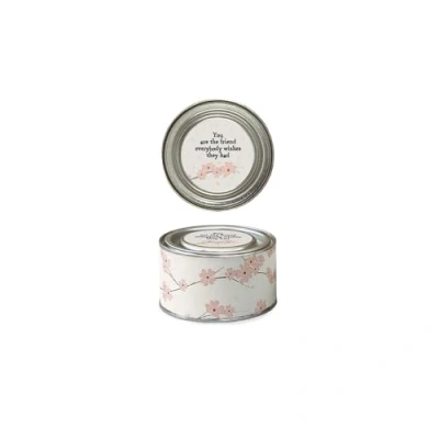 Image of East of India Pink Floral Tin Candle You are The Friend Apple Blossom