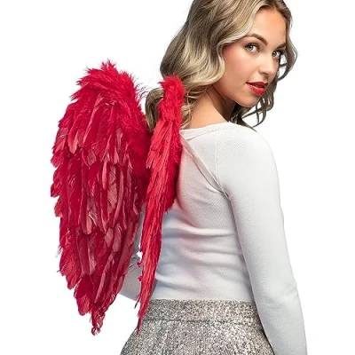Image of Boland Red Costume Wings for Adults 50x50 cm Angel Accessory, Ideal Halloween, Carnival, and Themed Parties