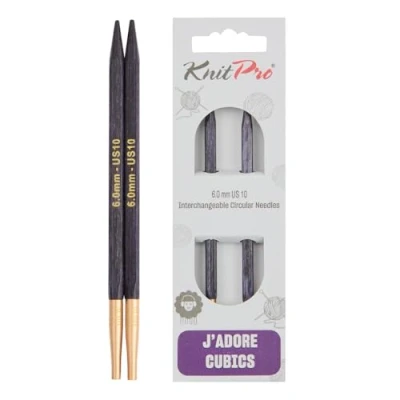 Image of KnitPro J&#039;Adore Cubics Knit Pins Circular Interchangeable Knitting Needles for 40 and 50cm Cable 6.00mm, Purple, 26 1940101521