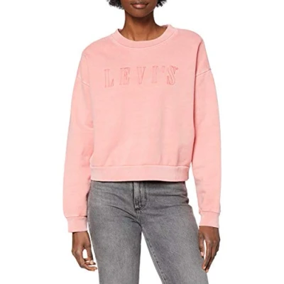 Image of Levi&#039;s Women&#039;s Graphic Diana Crewneck Sweatshirt Serif Outline Garment Dye Blush (Red) XS