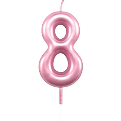 Image of SHATCHI Pink Number 8 Candle Birthday Anniversary Party Cake Decorations Topper
