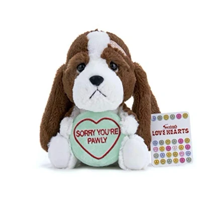 Image of Posh Paws 37531 SWIZZELS Love Hearts 18CM (7) Sorry You&#039;re PAWLY Soft Toy, White