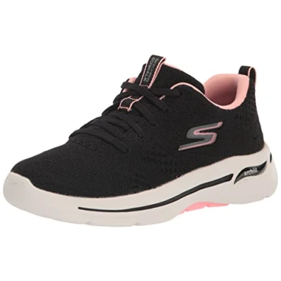 Image of Skechers Women&#039;s Go Walk Arch Fit Unify Sneaker, Black Pink, 4.5 UK