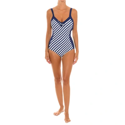 Image of Teleno Womenss V neck swimsuit EB1111C Blue Size 40C