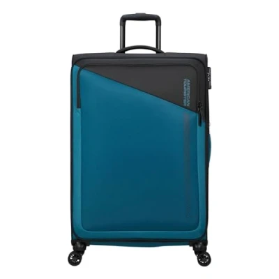 Image of American Tourister Daring Dash Spinner L, Expandable Case, 77 cm, 107/117 Black/Blue, L (77 cm 107/117L), Suitcases &amp; Trolleys