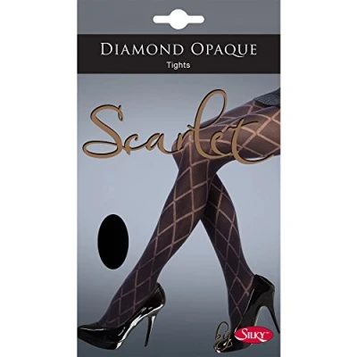 Image of Silky Womens/Ladies Scarlet Diamond Opaque Tights (1 Pair) (X Large) (Black)