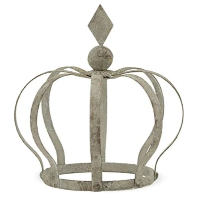 Image of matches21 Decorative Crown, Metal Garden Decoration, Grey, Vintage, Shabby Antique Look, 1 Piece, 18 x 30 cm