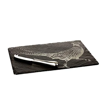 Image of The Just Slate Company Pheasant Cheese Board &amp; Knife Gift Set