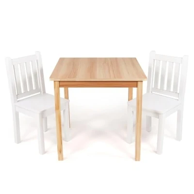 Image of Humble Crew Kids Table and Chairs, Wood, Natural/White, One Size