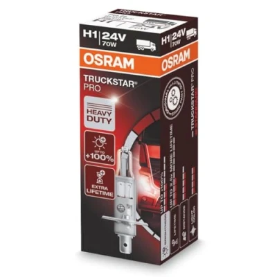 Image of OSRAM TRUCKSTAR PRO H1 halogen headlamp, 64155TSP, 24 V commercial vehicle, folding carton box (1 unit)
