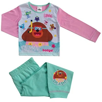 Image of Hey Duggee Girls Pyjamas Cosy PJs Sizes 18 Months to 5 Years 3 4 Years, Pink/Mint