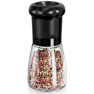 Image of CIRCLE JOY Salt and Pepper Grinder, Manual Mills Grinder with Adjustable Ceramic Blades, Glass Body 6.35OZ Shaker for Home Kitchen BBQ, No Salt/Pepper Included