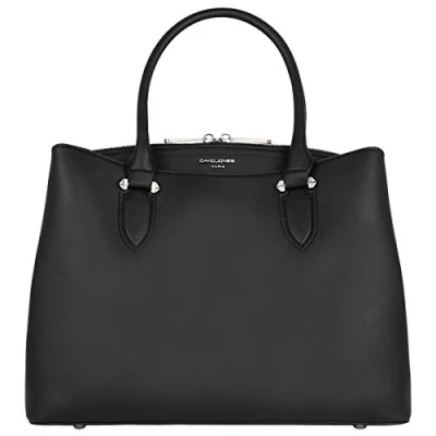 Image of David Jones Women&#039;s Elegant Handbag Ladies Top Handle Bag PU Leather Messenger Shoulder Crossbody Medium Size 3 Compartments Many Pockets Tote Shopper City Black
