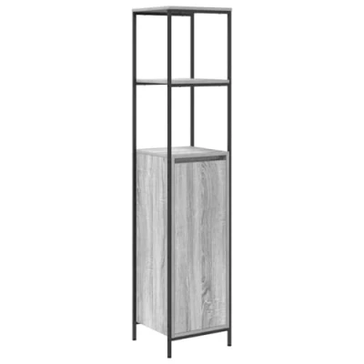 Image of vidaXL Bathroom Cabinet with Shelves Grey Sonoma Engineered Wood Freestanding Storage 36x35x165 cm Adjustable &amp; Easy Maintenance Ideal for Bathroom, Living Room Home Office
