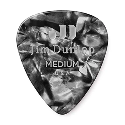 Image of Dunlop 483R02MD Genuine Celluloid, Black Pearloid, Medium, 72/Bag