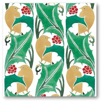 Image of Museums &amp; Galleries Christmas Cards Pack of 5 Robins, Holly and Red Berries Print Eco Friendly Recyclable