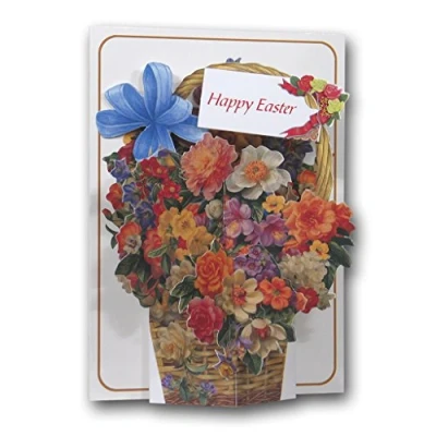 Image of The Pictoria Press HAPPY EASTER Flower Basket a 3D Pop Up Greeting Card from
