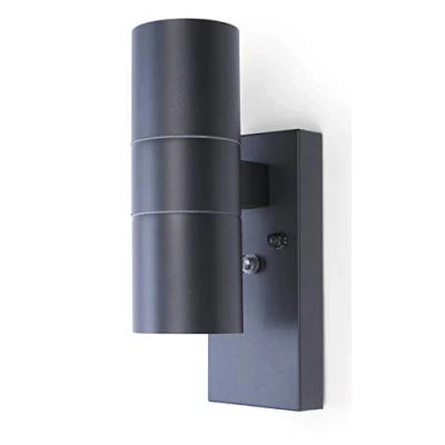Image of HiSPEC Coral Home Lighting Interior Up &amp; Down Wall Light with Photocell Sensor (Anthracite Grey)