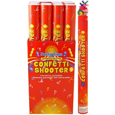 Image of 50cm Confetti Shooter Party Time. Pack of 6 Shooters
