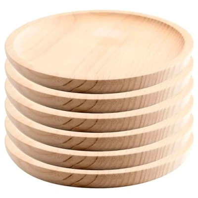 Image of Space Home Wooden Plates Octopus, Cheese, Pizza, Chicken, Salad Round Pack of 6 20 cm