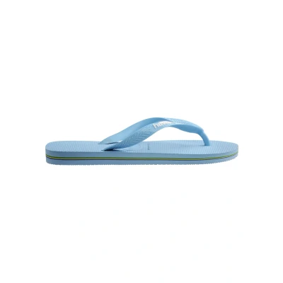 Image of Havaianas Brasil LOGO Buttercream Unisex Tbar sandals, Size: 3 4, Blue lavender/white Synthetics