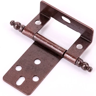 Image of 5X Pairs of Antique Brass Finial Cranked Hinges 2&quot; Offset Flush Cabinet/Cupboard Door