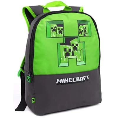Image of Minecraft Backpack For Kids Boys Girls Pixel Creeper Breakthrough Grey School Bag Gift Gamers