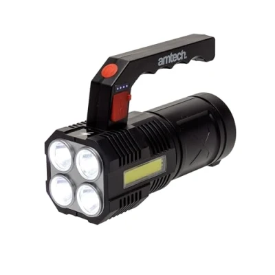 Image of Amtech Rechargeable Portable Lamp for The Garage, Camping, and More, Home DIY, 4 LED Lights with 3 Adjustable Lighting Modes Side Light, Lasts up to 6 Hours, Lightweight (10W)