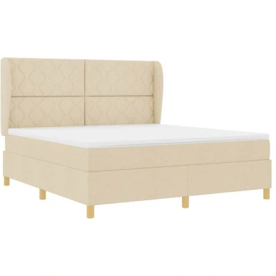 Image of Box Spring Bed with Mattress Cream 180x200 cm Fabric Vidaxl