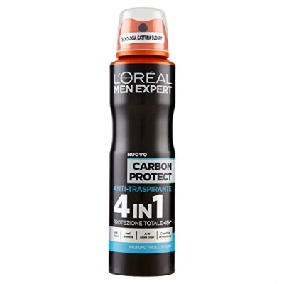 Image of L&#039;Oréal Paris Men Expert Shirt Protect Antiperspirant Deodorant Spray Carbon Protect, 150 ml, Pack of 4