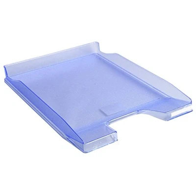 Image of Exacompta Ref 11410D Office Letter Tray Combo Mini 347 x 255 38mm in Size, Suitable for A4 Documents, Stackable with Others, Holds Approx. 250 Sheets Ice Blue Translucent