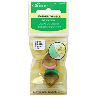Image of Clover Leather Thimble, Brown/Pink/Green, #23
