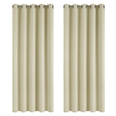 Image of Deconovo Super Soft Blackout Curtains Thermal Insulated Eyelet for Kids Room 66 x 72 Inch Beige 2 Panels
