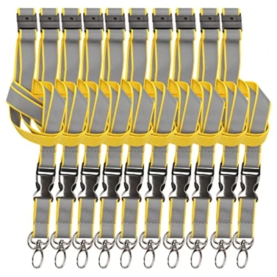 Image of Tarifold Fr 200534 Reflective Lanyard for ID Badge Detachable Neck Strap with Holder, Keys, Yellow/Grey (55cm, Pack of 10 Pieces)