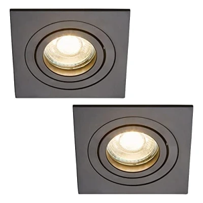 Image of LITECRAFT Evra Recessed Downlight Square Tiltable Ceiling Spotlight in Matte Black 2 Pack