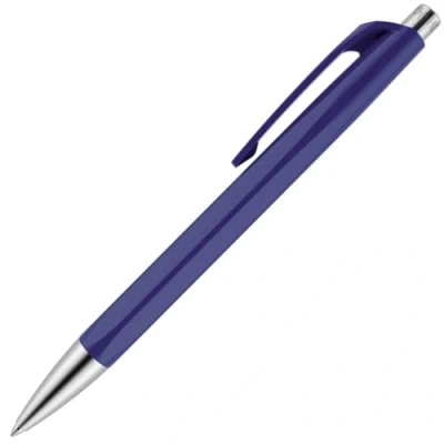 Image of Caran Dache Ballpoint Pen, Night Blue, with SwissRide Blue Medium Cartridge