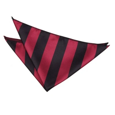 Image of DQT Men Red Solid Plain Stripe Floral Paisley Polka Dot Pocket Square Striped Burgundy &amp; Black