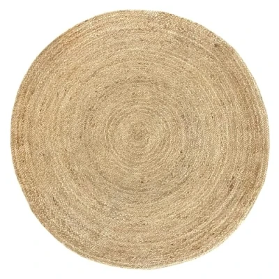 Image of HAMID Rug Jute Round Alhambra Natural Colour, Rug, Area 100% Fibre Hand Wovem, Braided for Home, Living Room, Floor Carpet..(150x150cm)