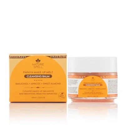Image of Nature Spell Papaya Cleansing Balm 100ml, Makeup Remover &amp; Melt Face Cleanser, Suitable For All Skin Types, Made In The UK