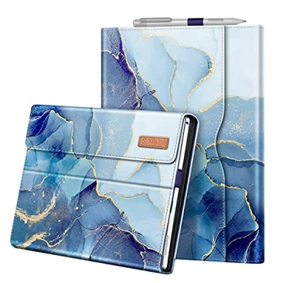 Image of FINTIE Case Compatible with Microsoft Surface Pro 7 Plus/Pro / 6 5 4 3, 12.3 inch Portfolio Business Cover Pocket, Type Keyboard, Ocean Marble