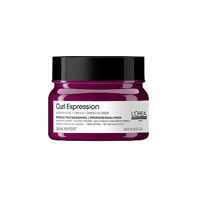 Image of L&#039;Oréal Professionnel Moisturising Hair Mask, For Curly &amp; Coily Hair, With Glycerin, Urea H and Hibiscus Seed Extract, Serie Expert Curl Expression, 250 ml