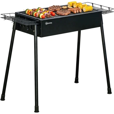 Image of Outsunny Portable Charcoal Barbecue Grill with Seasoning Baskets and Hooks