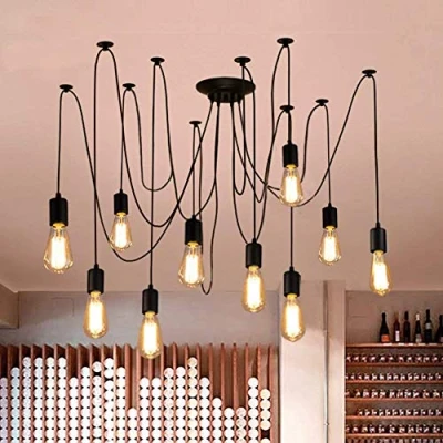 Image of Lrpiyvo Spider Lights Pendant Lighting Ceiling Chandelier, E27 Vintage Industrial Light Fitting, 3/5/7/8/10 Heads Chandelier