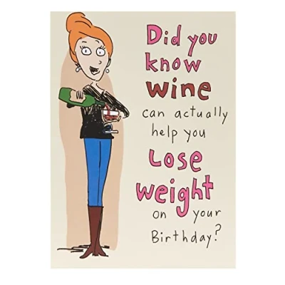 Image of UK Greetings Birthday Card For Her/Female/Friend With Envelope Funny Wine Cartoon Design