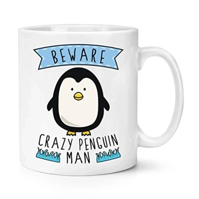 Image of Beware Crazy Penguin Man 10oz Mug Cup