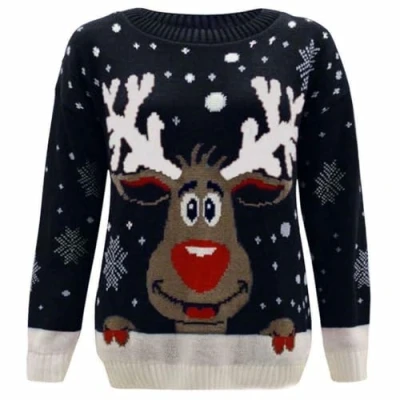 Image of Hamishkane® Kids Christmas Jumpers, Knitted Xmas Snowflake Jumper for Boys, Crew Neck Unisex Sweater Top, Pullover Long Sleeves Reindeer Girls