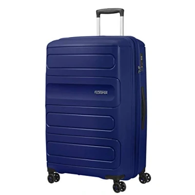 Image of American Tourister Sunside Spinner L Expandable Suitcase, 77 cm, 106/118 Litre, Blue (Dark Navy)